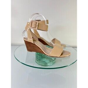 Louise Et Cie Punya Wedge Heels Nude Patent Leather Ankle Strap